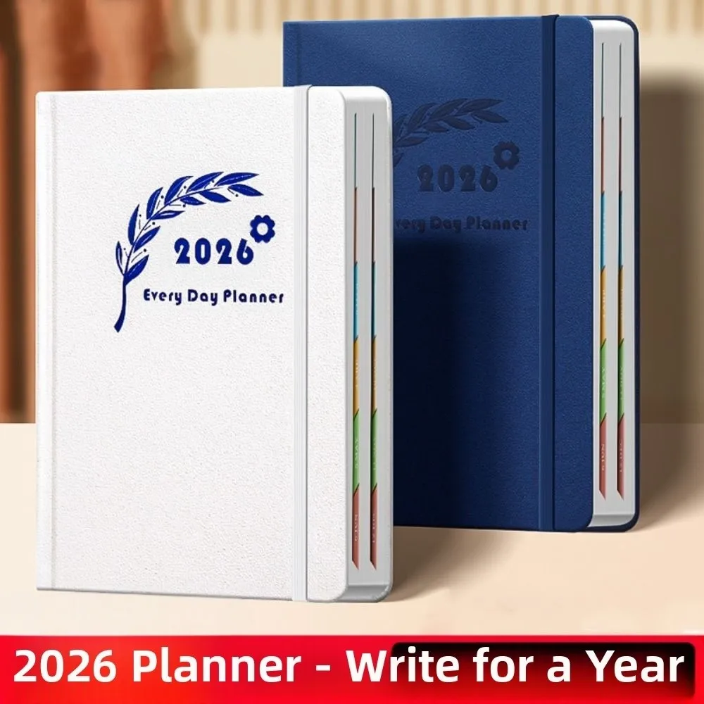 English 2026 Schedule Planner Notepad 12 Months Wear-resistant A5 Agenda Planning Notebook Efficiency Thick Paper