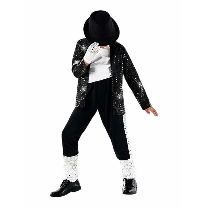 Boys Celebrity Cosplay Costume Set Sequin Jacket Pants With Accessories Kids Carnival Birthday Hip Hop Performance Outfit image 6