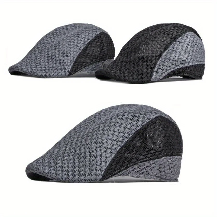 

Men's Summer Openwork Mesh Beret Retro Breathable Elastic British Vintage Beret