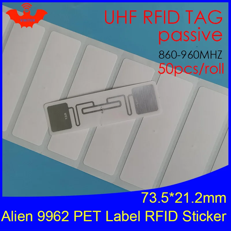 

RFID tag UHF sticker Alien 9962 oil and water proof PET label 915m868mhz EPC 6C 50pcs free shipping adhesive passive RFID label