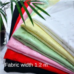 Jacquard Fabric By The Meter for Cheongsam Clothing Dresses Diy Sewing Soft Silky Drape Opaque Cloth Flowers Glossy Summer White