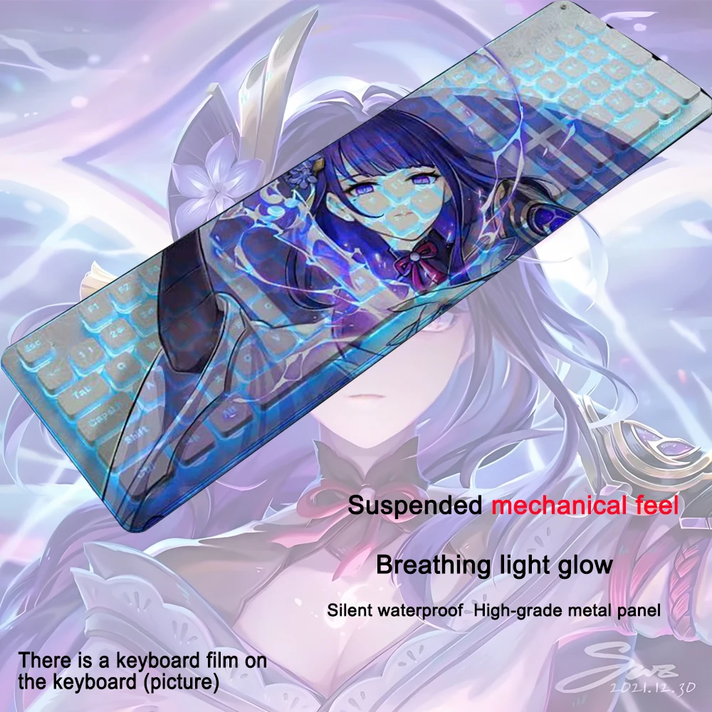 

104 Keys Gaming Keyboard Raiden Shogun Hu Tao Keqing Genshin Impact Anime Keyboards Custom USB Wired Keyboard Computer Accessori