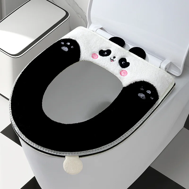 Cute Panda Toilet Seat Home Four Seasons Universal Winter warm Closestool Cushion Zipper sofa Toilet Seat pad mats potty covers