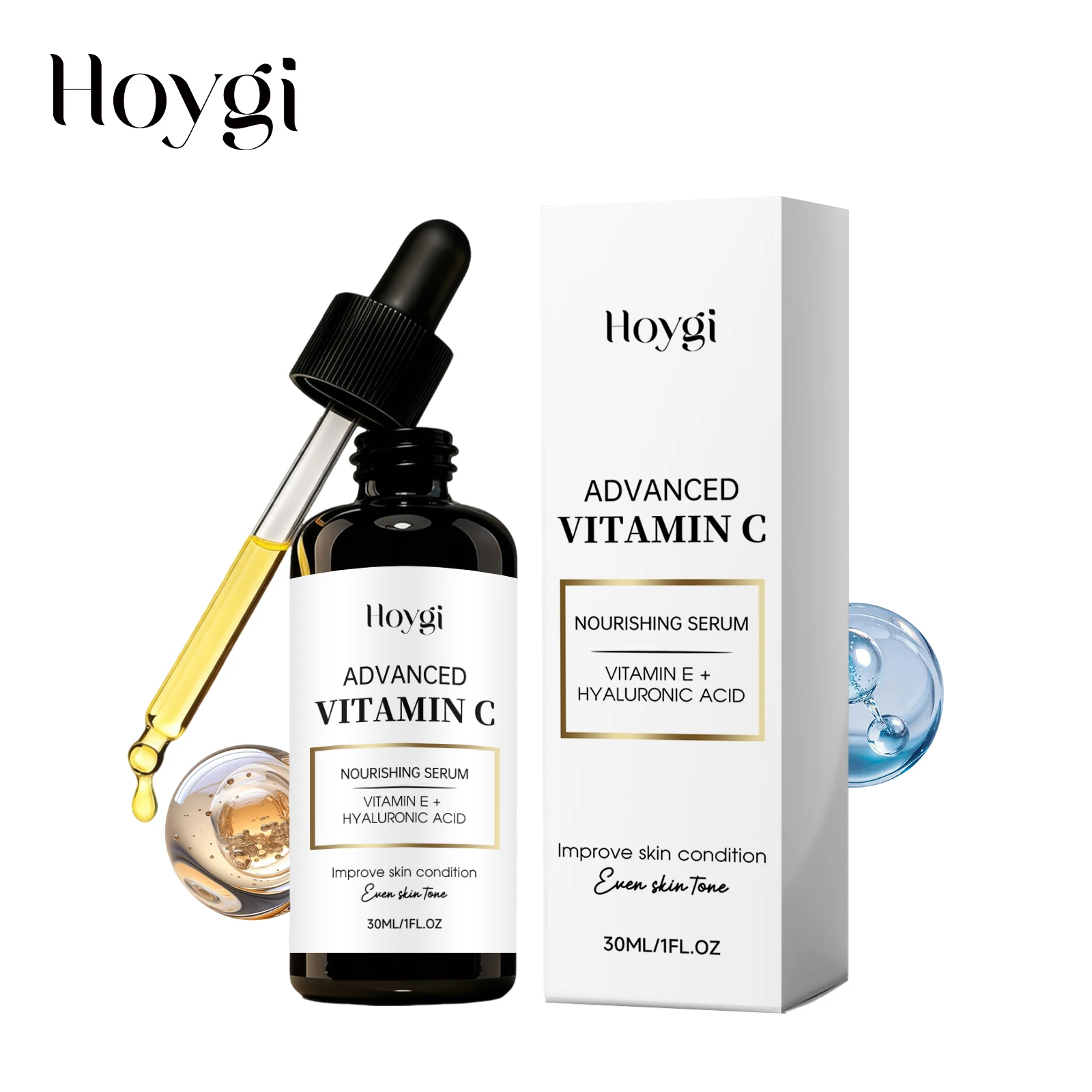 Essência de Vitamina C proporciona hidratação suave e suaviza a pele, deixando-a delicada e brilhante.