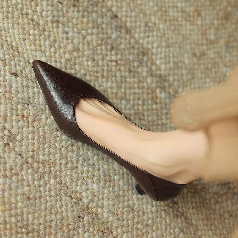 NEW Spring/Autumn Women Pumps Genuine Leather Shoes for Women Pointed Toe Thin Heel Shoes Cocise Black High Heels Stiletto Heels