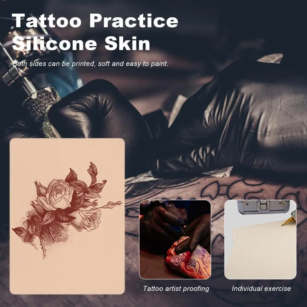 Silicone tatuagem prática pele, dupla face, bordas puro, grosso, macio para sombreamento, Freestyle