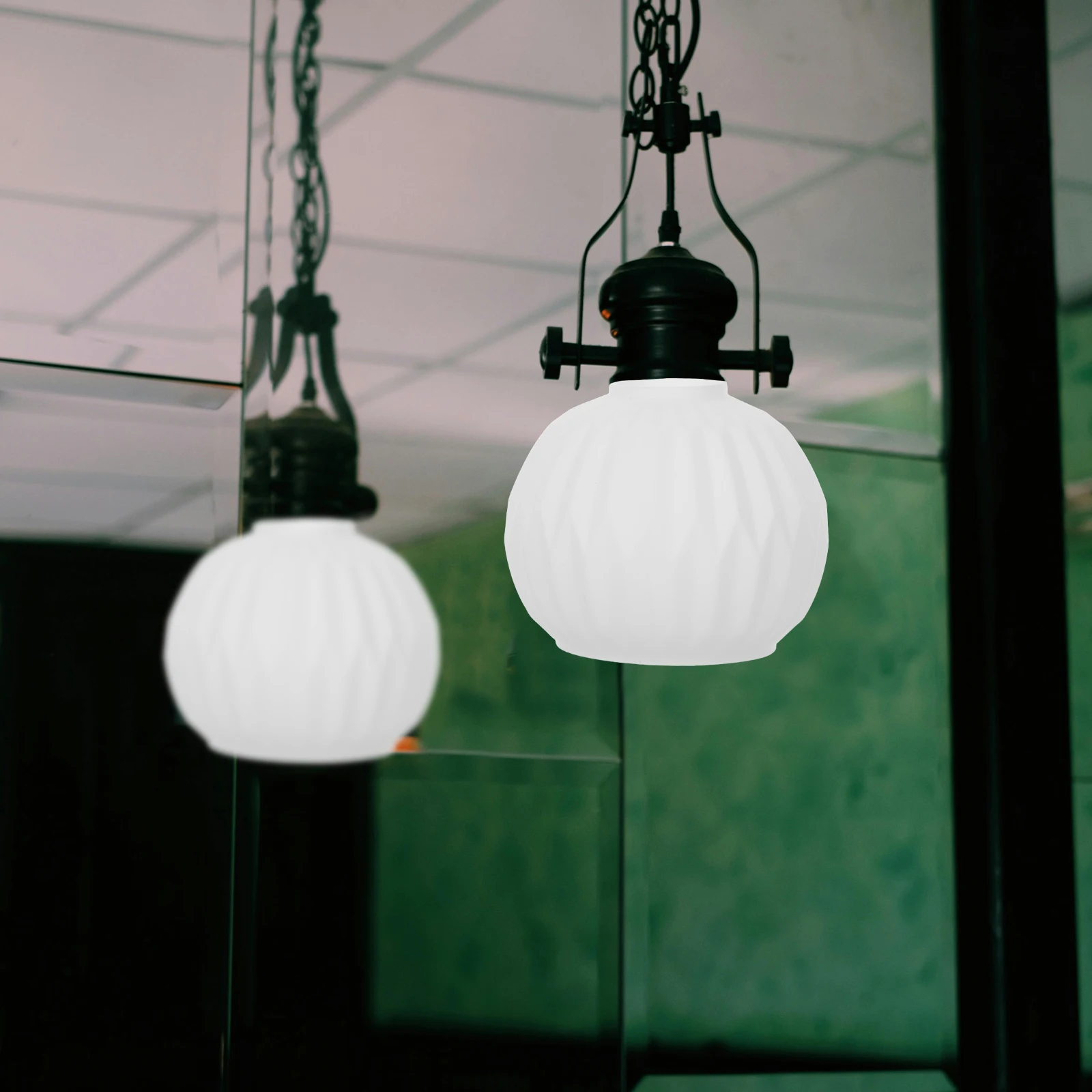 

Glass Lampshade Round Small Shades Striped E27 Interface Lighting Replacement Globes Pendant Shades