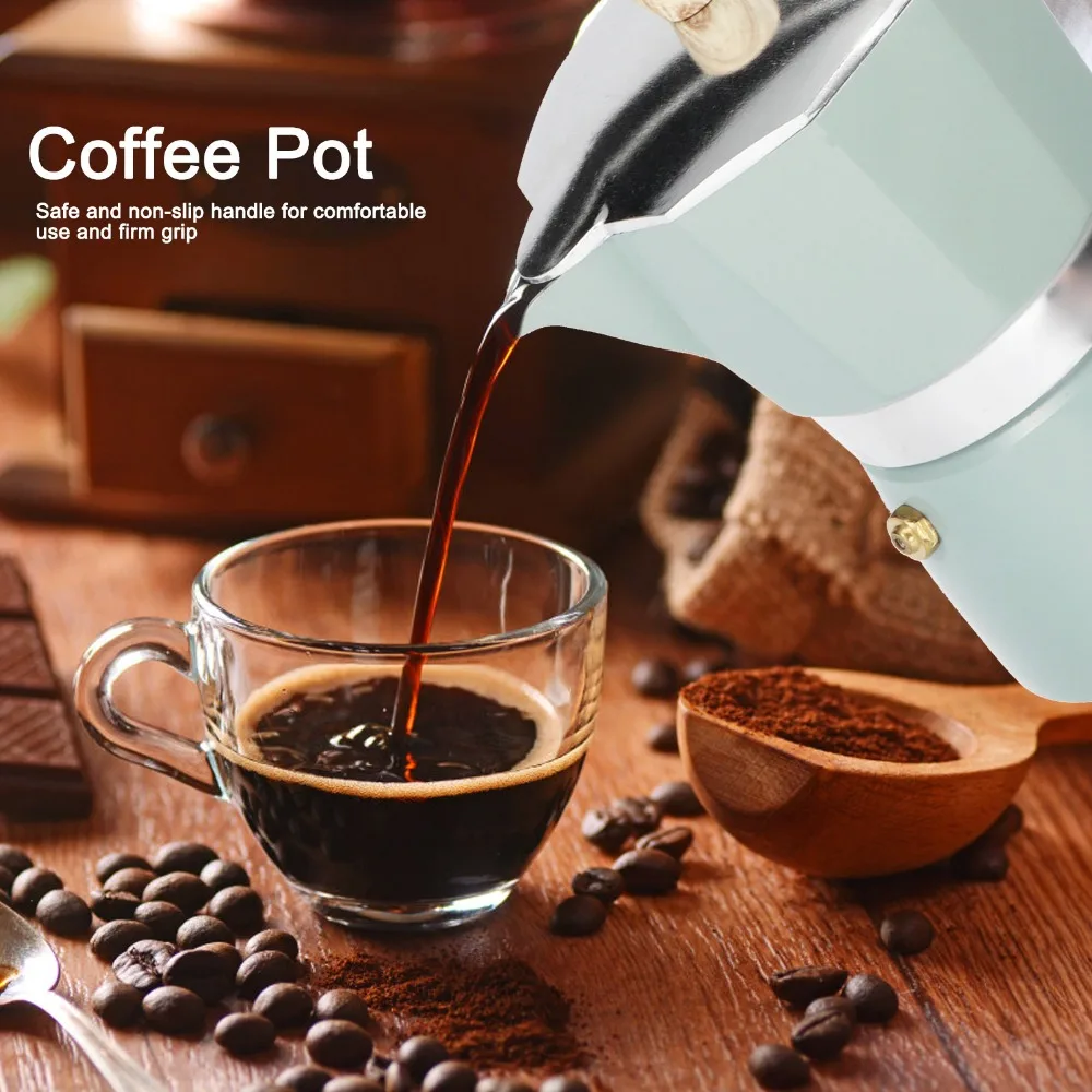 Durable Aluminium Stovetop Coffee Maker 150ML Octagonal Moka Pot 3 Cup Portable Espresso Stovetop Italian Coffee