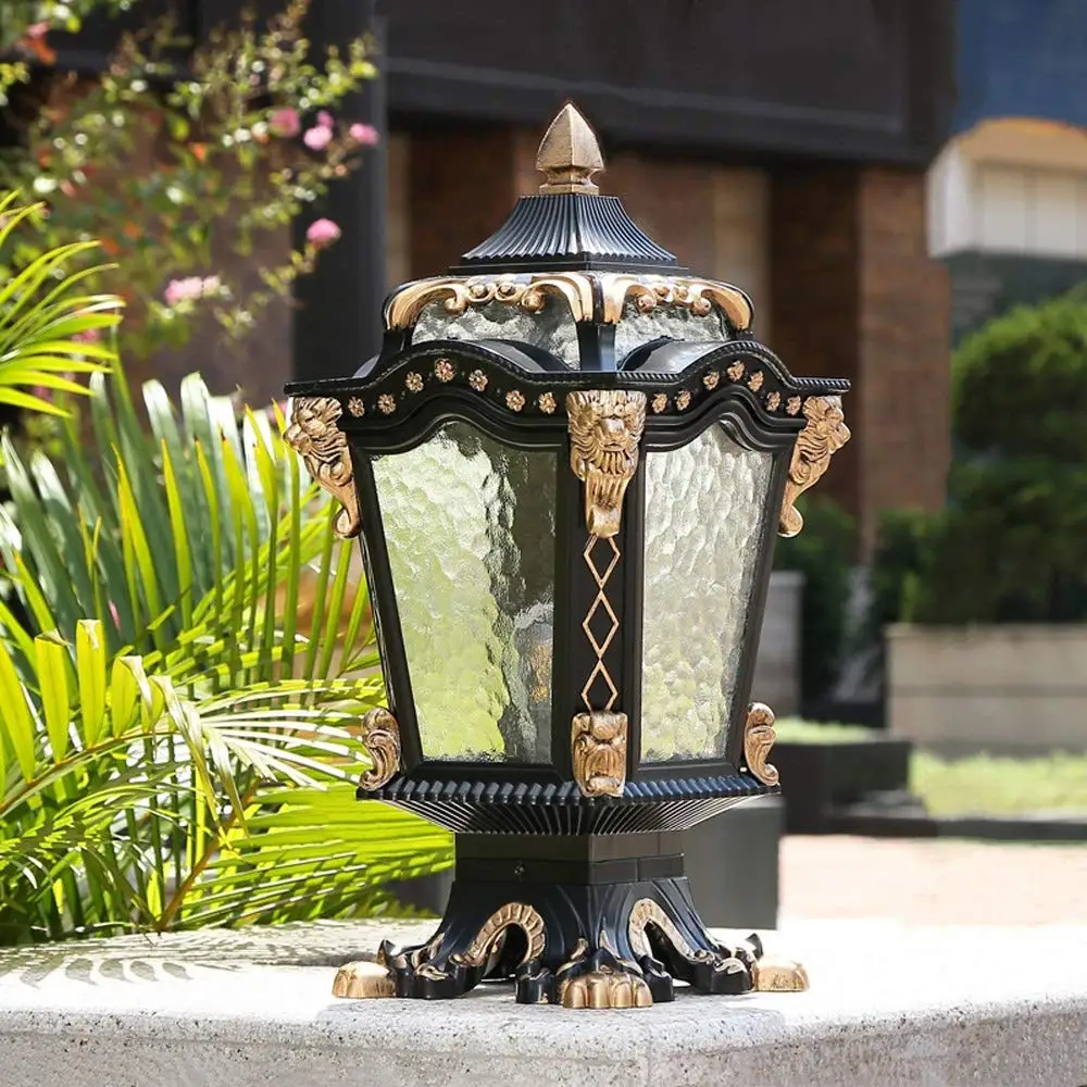 Garden Post Light Retro Square Column Light European Outdoor Pillar Lamp Die-cast Wall Decor Column Lamp Garage