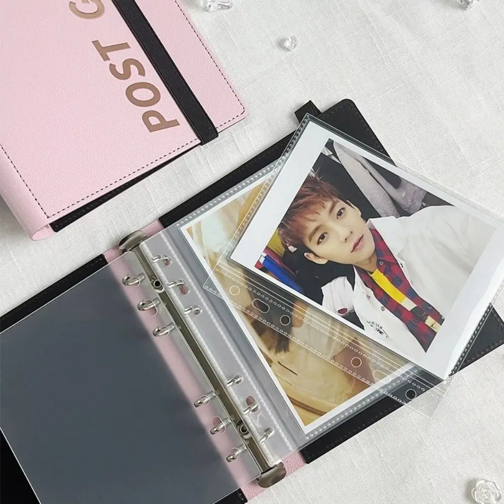 Large Capacity 6-inch Photocard Holder Loose-leaf PU Leather Idol Card Storage Booklet Solid Color Photo Binder