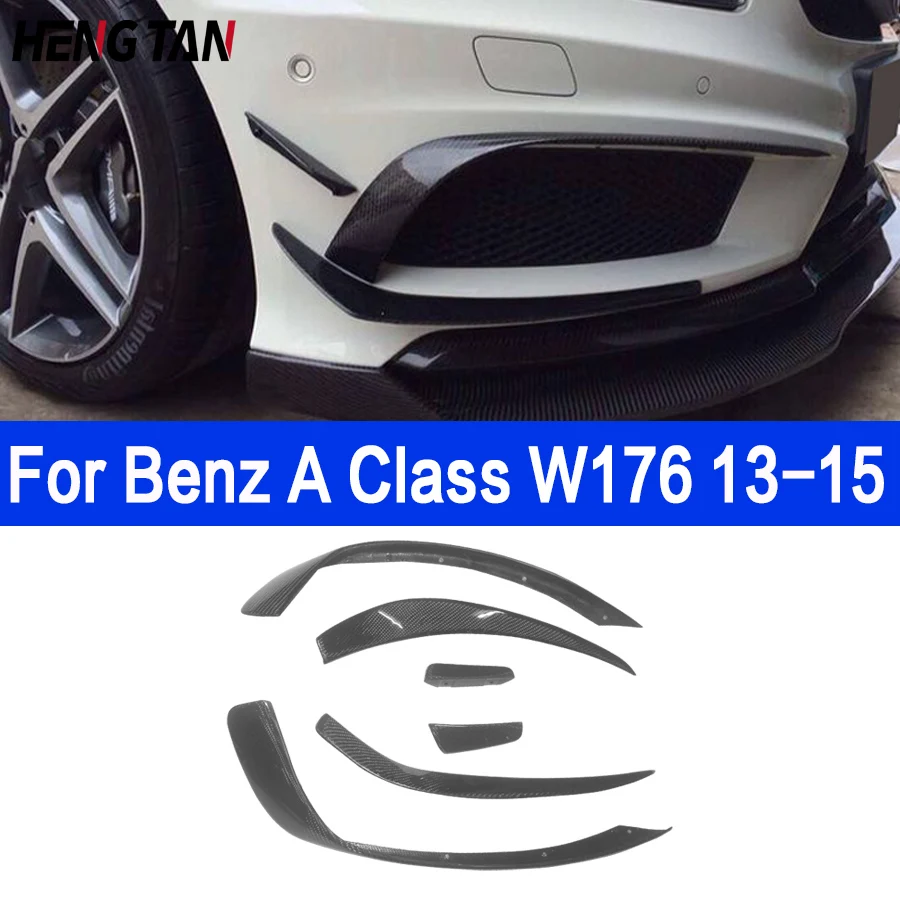 For Mercedes Benz A Class W176 A200 260 Carbon Fiber Car Front Bumper Wind knife Splitter Spoiler Canard Air Knife Surround Trim