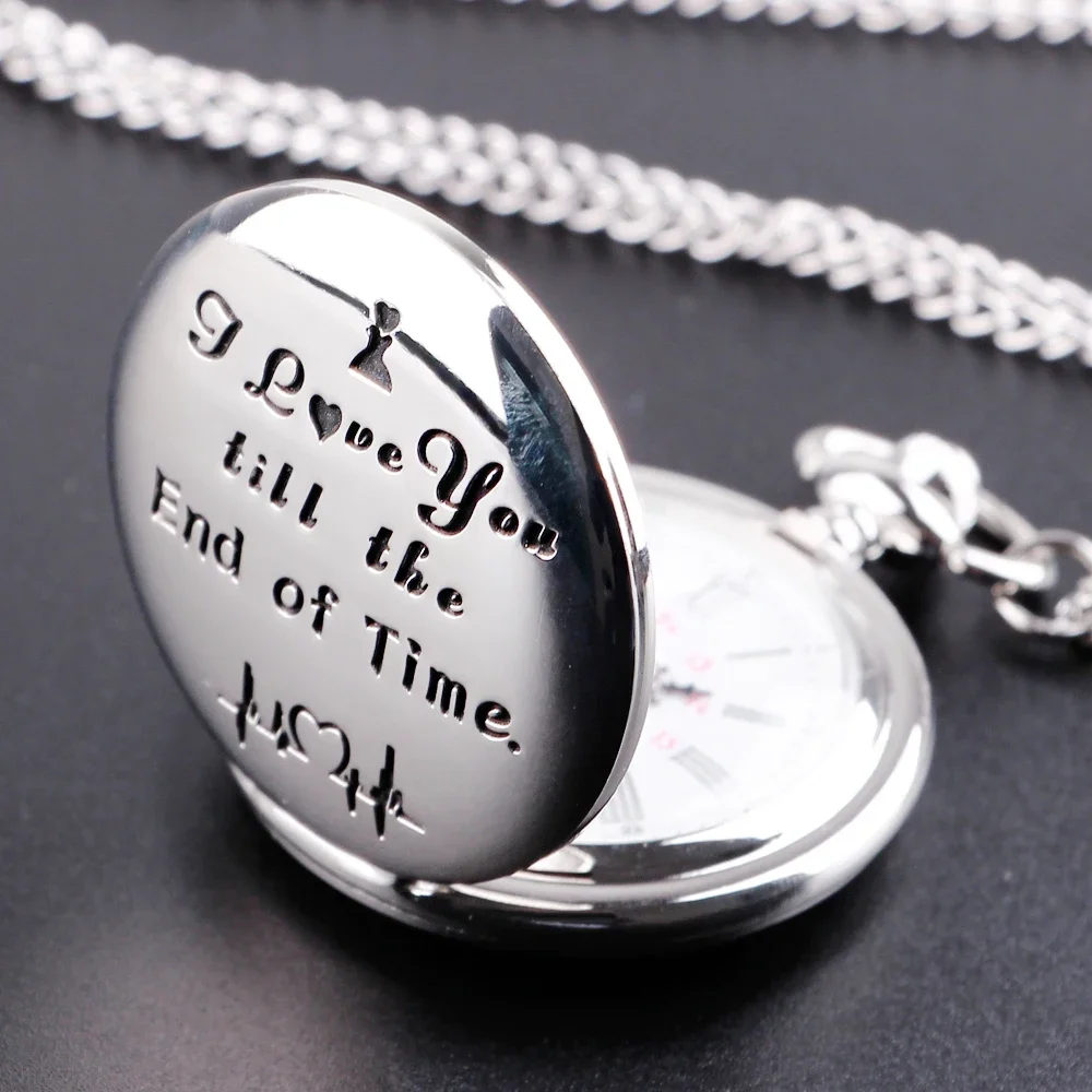 

New Arrival Silver Fashion Pocket Watch Necklace Women's Neutral Vintage Quartz Pocket Watch Couple Pendant With Chain Gifts