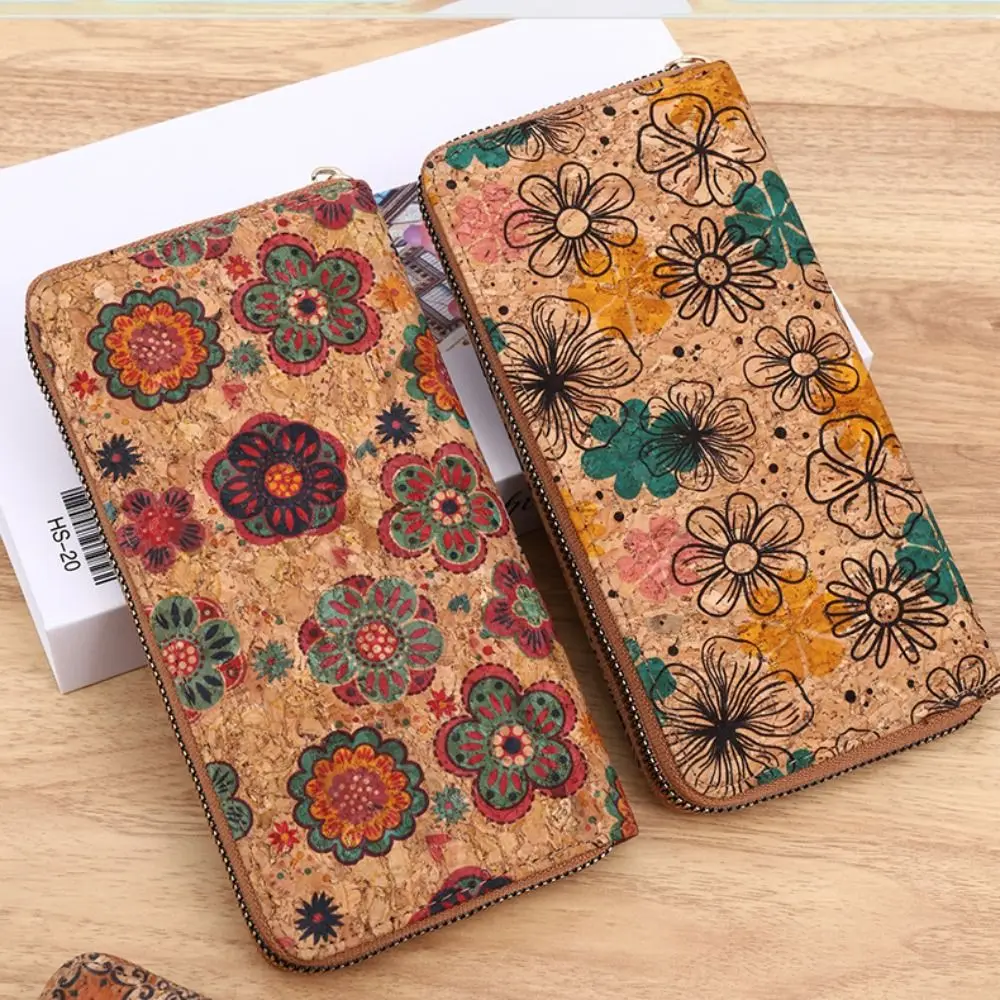 Bohemian Style Women's Wallet Retro Advanced Wallet with Wood Grain Portable Geometry Multiple Card Slots Card Holder Coin Purse