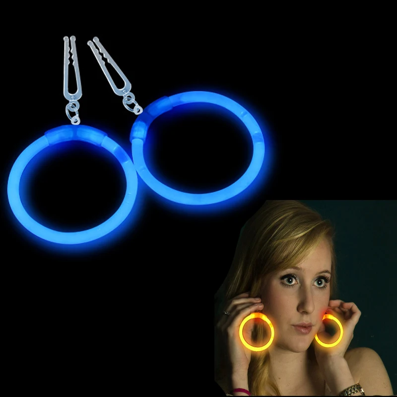 30 Pair Women Girls Party Glow Sticks Ear Hoop Earrings  Rave Parties Birthdays   Bar Holiday     navidad Wedding Festival