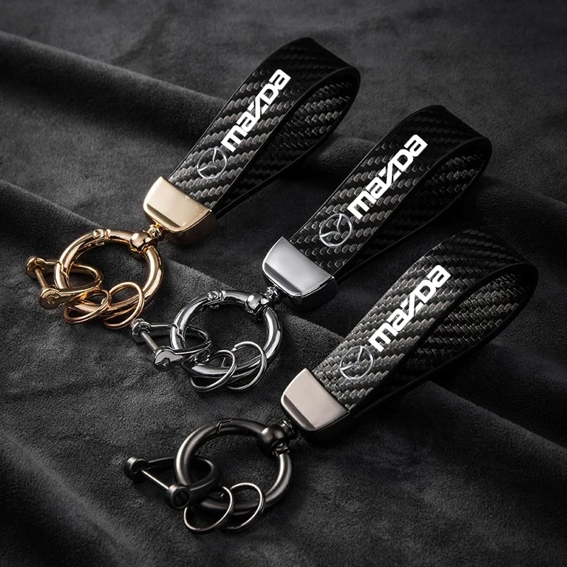 Car Logo Keychain High Quality Leather Key Holder Ring Accessories For Mazda 2 3 6 5 Atenza CX3 CX5 MX5 CX7 Axela CX30 CX90 CX60