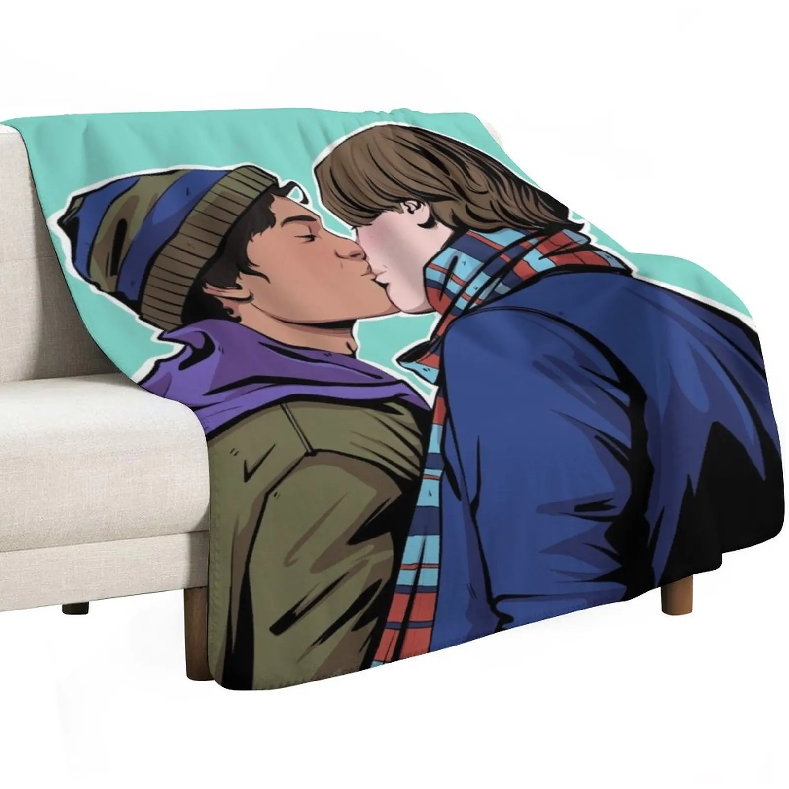 Wilhelm and Simon kissing Young Royals fanart Throw Blanket for babies Blankets For Sofas Flannel Fabric manga Blankets