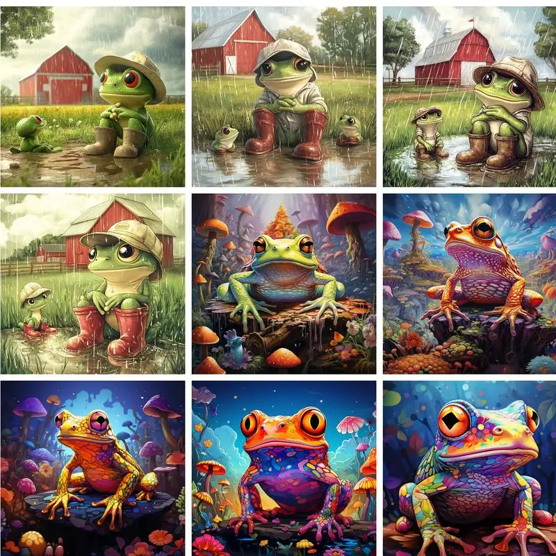 

PhotoCustom Painting By Number Animal Frog Wall Art Picture On Canvas HandPainted Art Gift DIY Drawing By Number Kits Home Decor