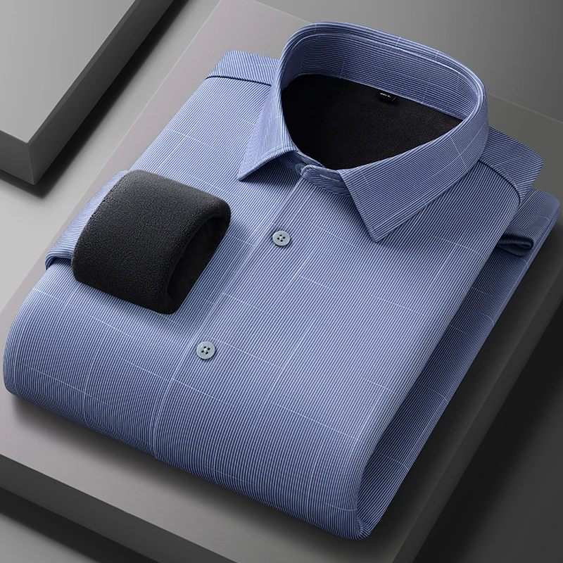New in shirt hight quality winter warm ModaL long sleeve shirts for men slim fit casual shirt anti-wrinkle Thickened clothes