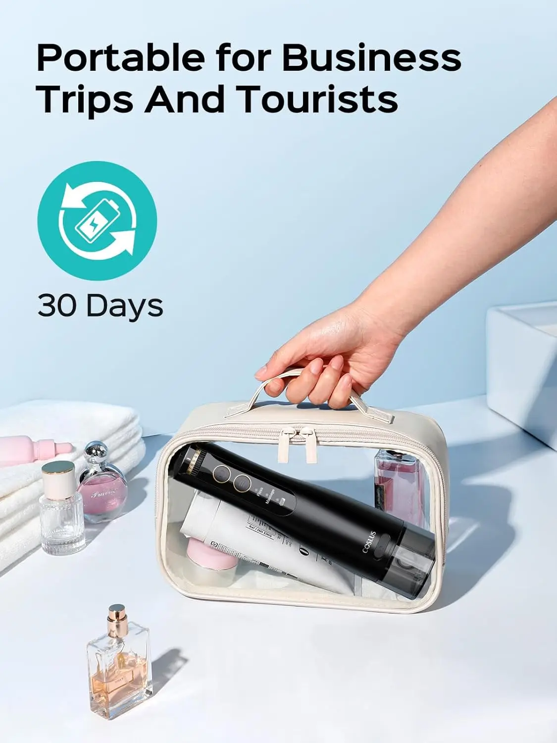 10段階設定のポータブルウォーターフロッサー、矯正器具や敏感な歯茎用のコードレスデンタルピック - BPAフリー、旅行に便利