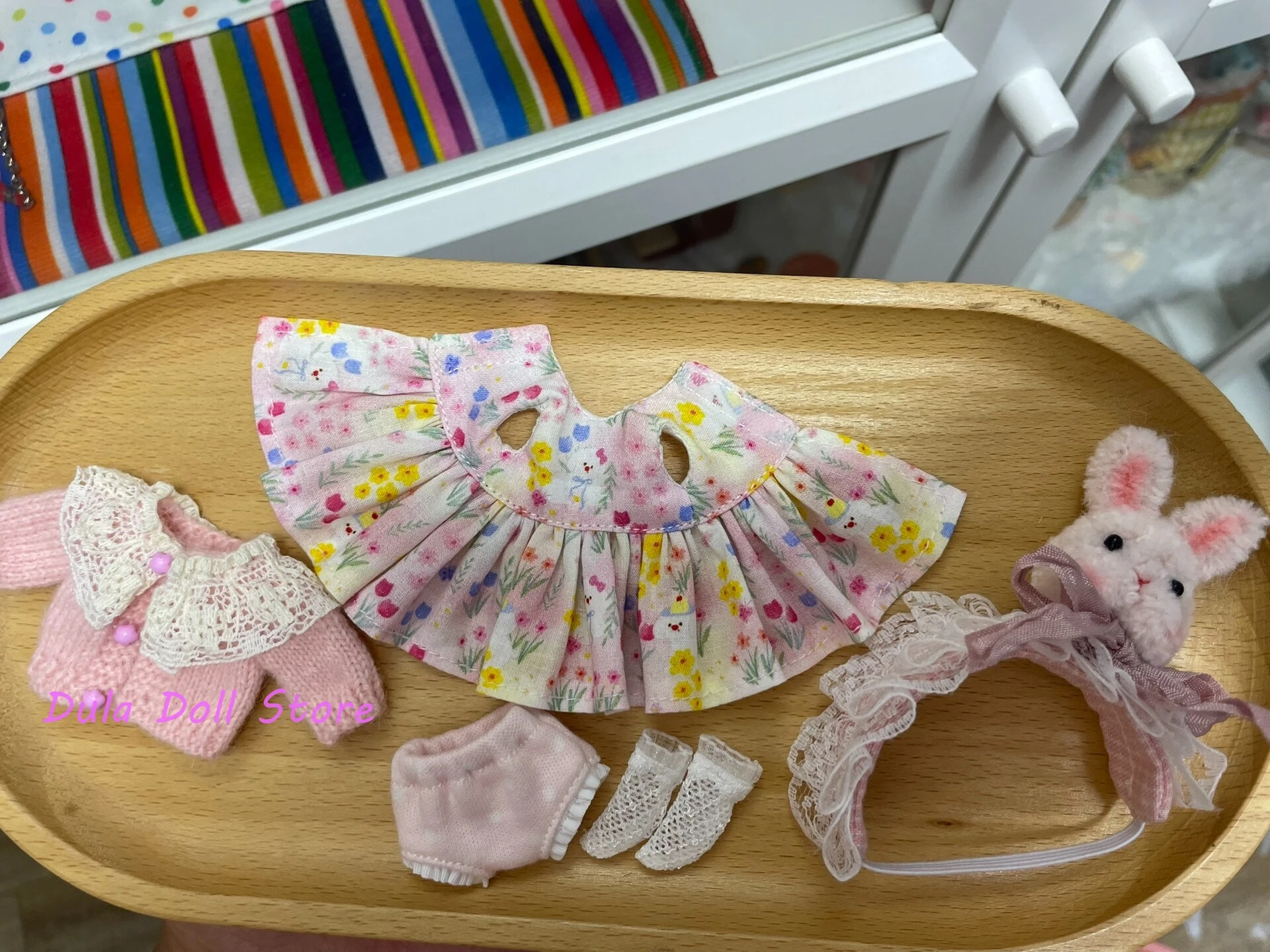 S Dula ドール服 ピンクのセーター カーディガン バニーヘッドバンドセット ob11 GSCドール用