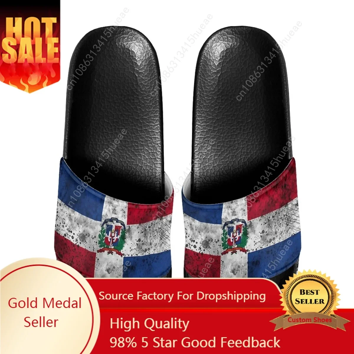 Dominican Republic Flag Comfortable Outdoor Sandals Black Soft Fashion Casual Beach Walking Shoes High Quality Hotel Slippers