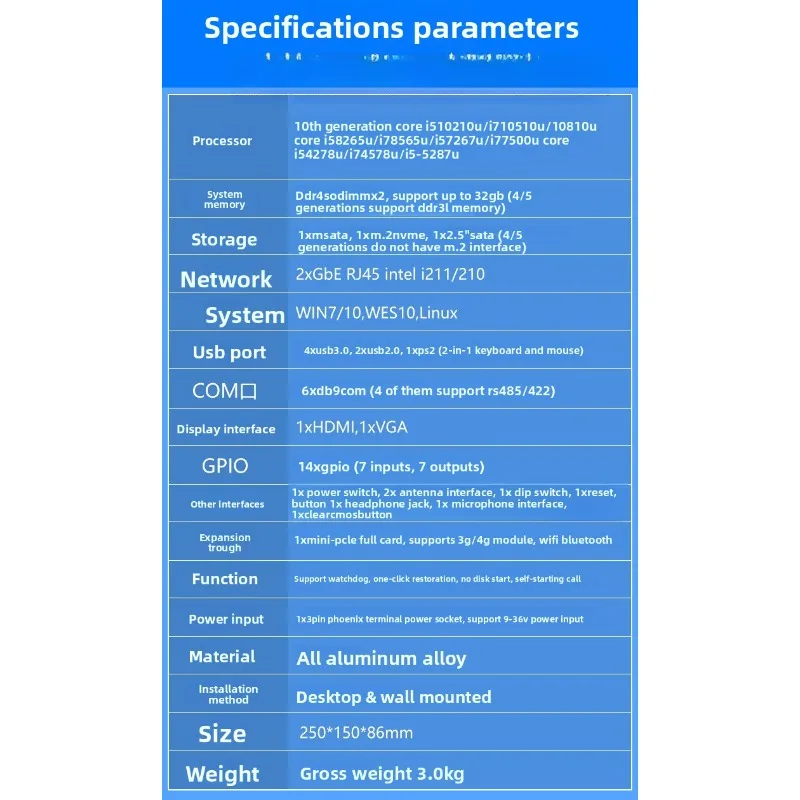 i5i7-1165G7 lüfterloser Industriecomputer, eingebetteter Dual-Netzwerk-Port, 6 serielle Port-Computer-Host
