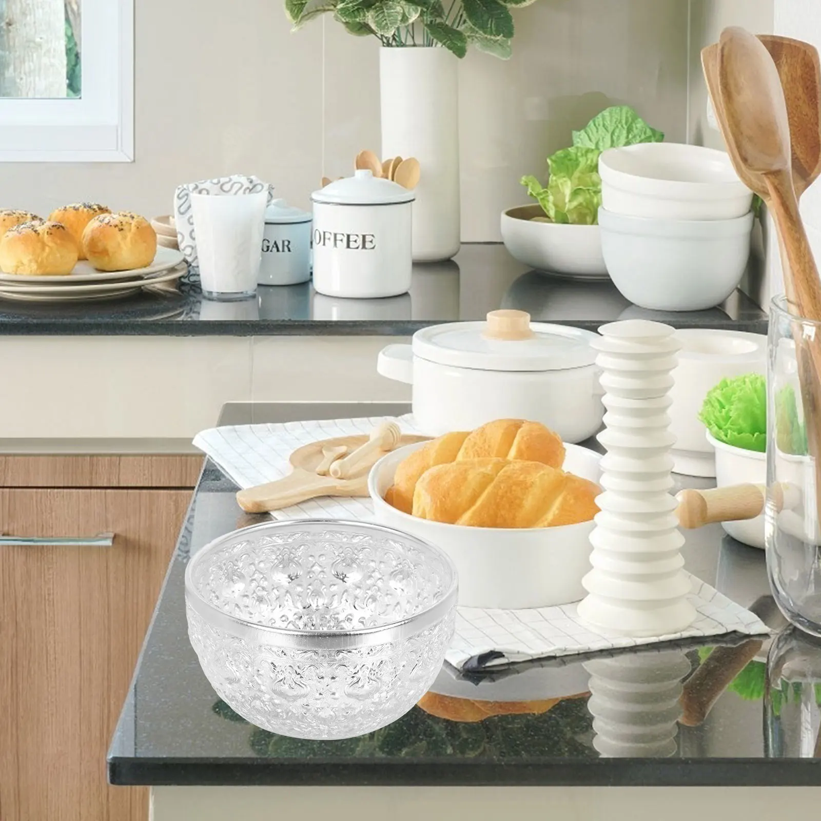 

Metal Bowl Grade Safe Material Easy Clean Restaurant Household Tableware Metal Silver Bowl Round Design Soup Salad