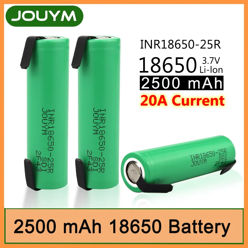 

3.7V 25R 2500mAh 18650 Battery Power High Current Discharge 20A Li-ion Cell