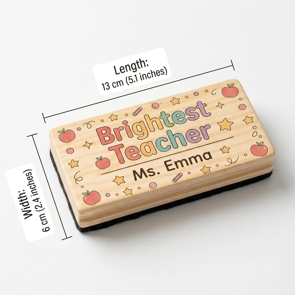 Personalized Custom Wooden Chalkboard Duster,Soft Felt Cleaning Surface,Cute Colorful Cartoon Pattern,Teacher Appreciation Gift