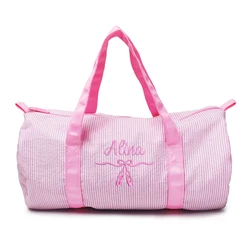 Personalized Baby Duffle Bag | Monogram Seersucker Ballet Shoes Bag | Baby Gifts for Girls | Kids Duffel Bag |Baby Travel Bags