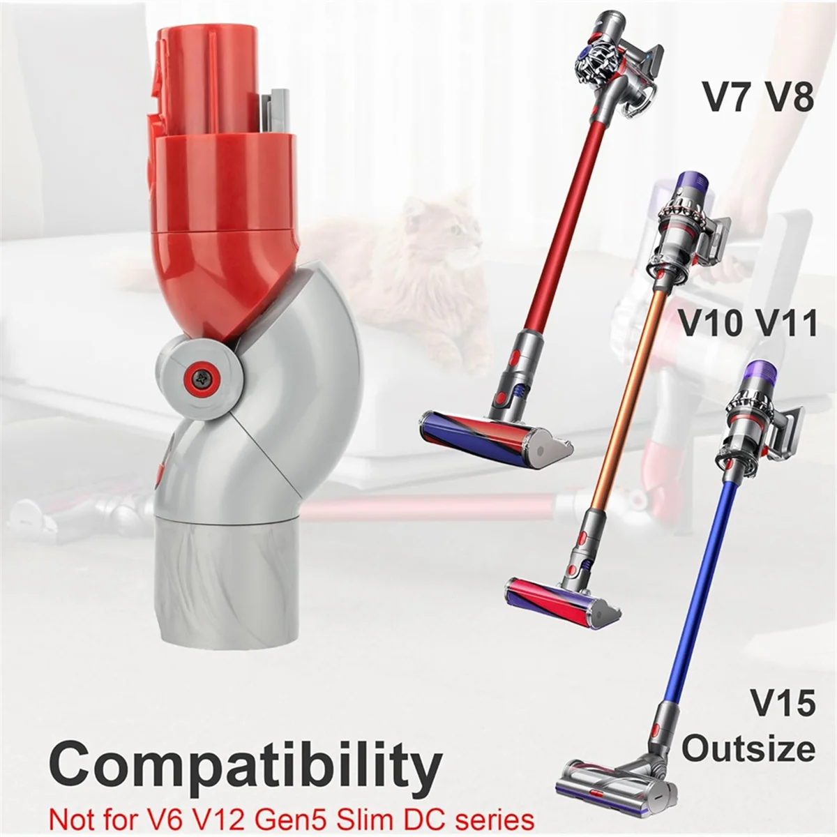 Adaptador de bajo alcance para aspiradoras Dyson V7 V8 V10 V11 V15, accesorio de vacío de liberación rápida para limpieza baja de muebles