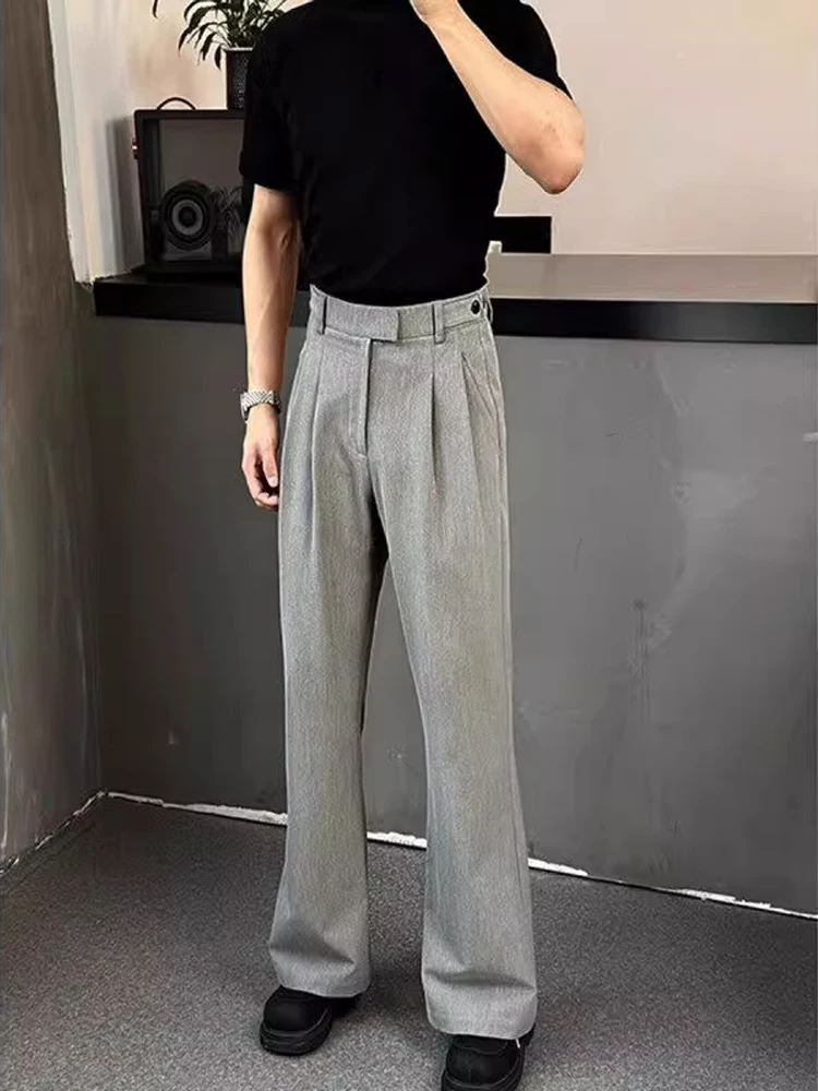 

ay High Waist Draped Knife West Pants Men's Tall CleanFit Slimming Pleated Casual Suit Pants Straight Leg Anti-Wrinkle