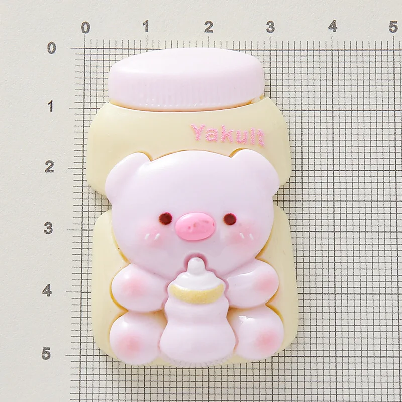 2pcs Large cartoon pig bottle cup resin jewelry accessories DIY mobile phone holder children's hairpin decorative flatback