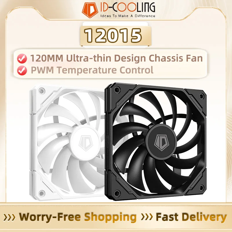 ID-COOLING TF-12015 120mm Cooling Fan 4PIN PWM Temperature Control Dual Noise Reduction 15mm Thickness Ultra-Thin Fan CPU Cooler