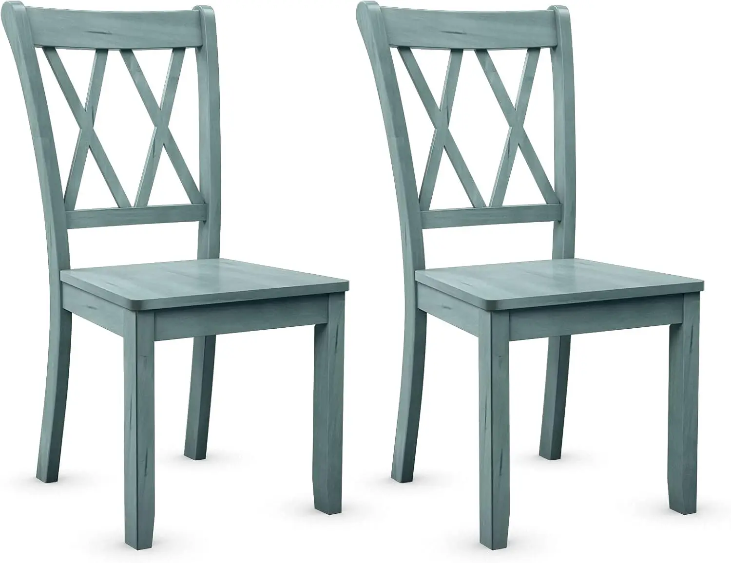 Set of 2 Dining Chairs, Rubber Wood Dining Room Chair, Farmhouse Dining Side Chairs, Max Load 400 Lbs, Wooden Kitchen Chairs