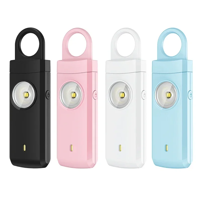 

Rechargeable Safety Keychain Personal Safety Alarm 130dB Buzzer With SOS Strobe Light Female Anti Wolf Device Security Tools