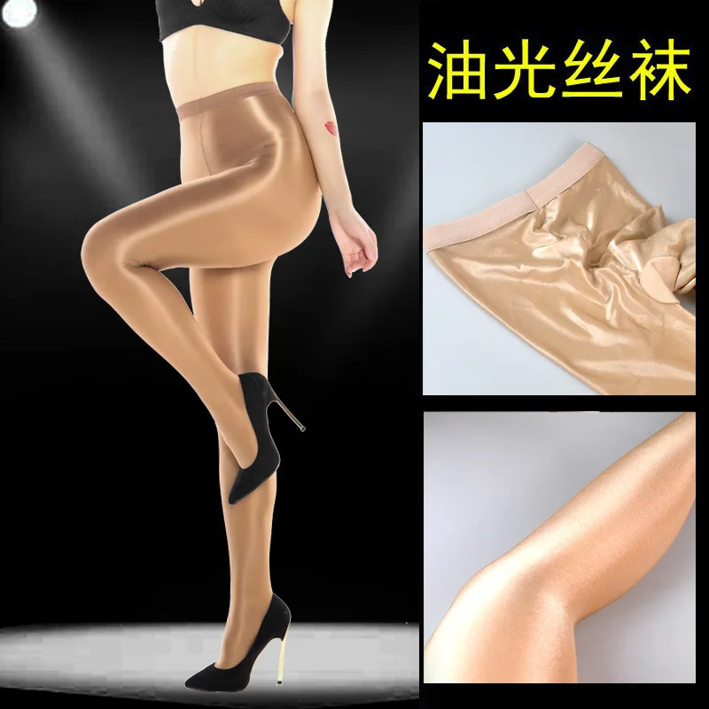 70D Women Tights Night Club Singers Stage Sexy Tight Performance Shimmery Pantyhose Reflective Pantyhose Oil Shiny Socks