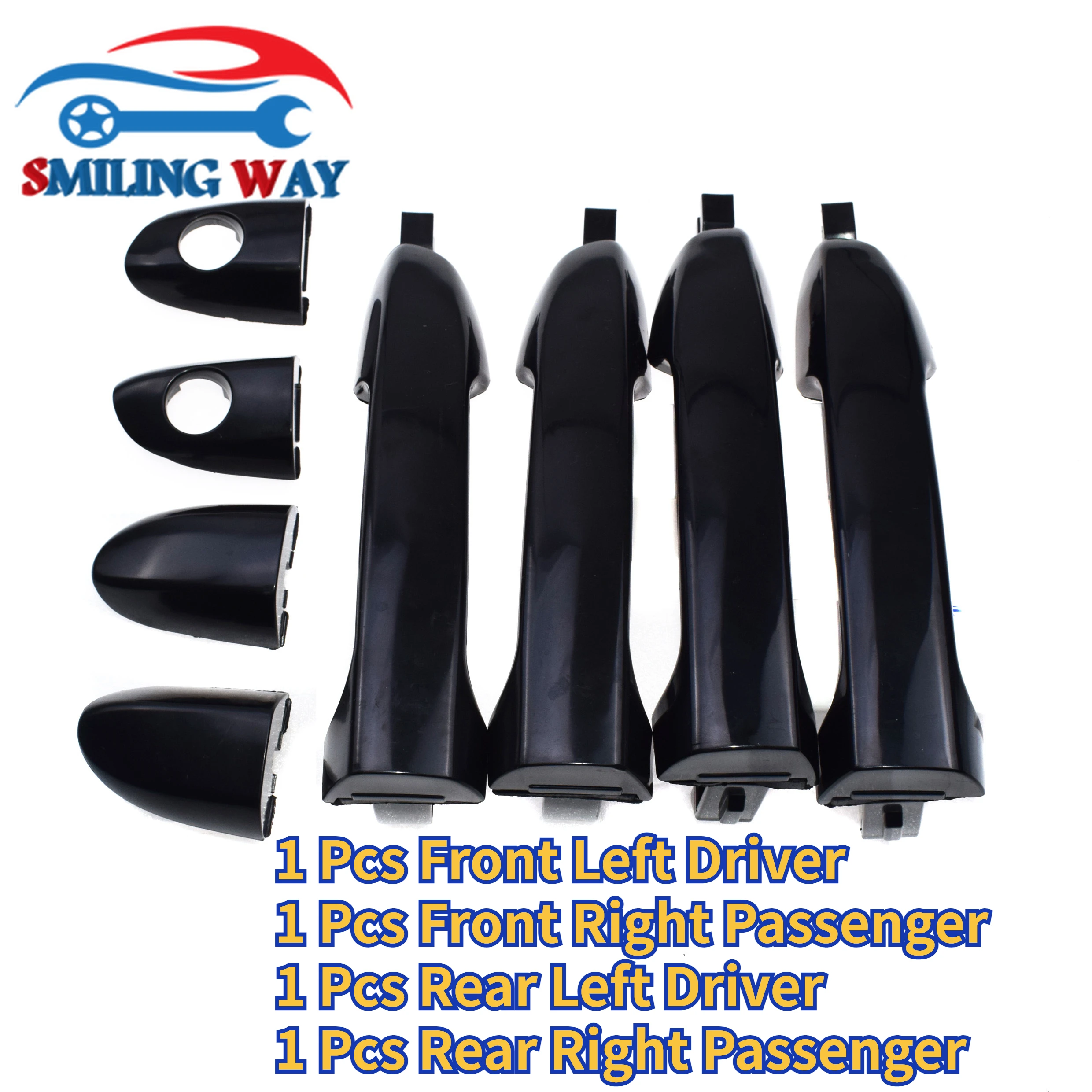 4 Pcs For Kia Spectra Cerato 2.0L 2004 2005 2006 2007 2008 2009 Front Rear Left Right Black Car Outside Exterior Door Handle