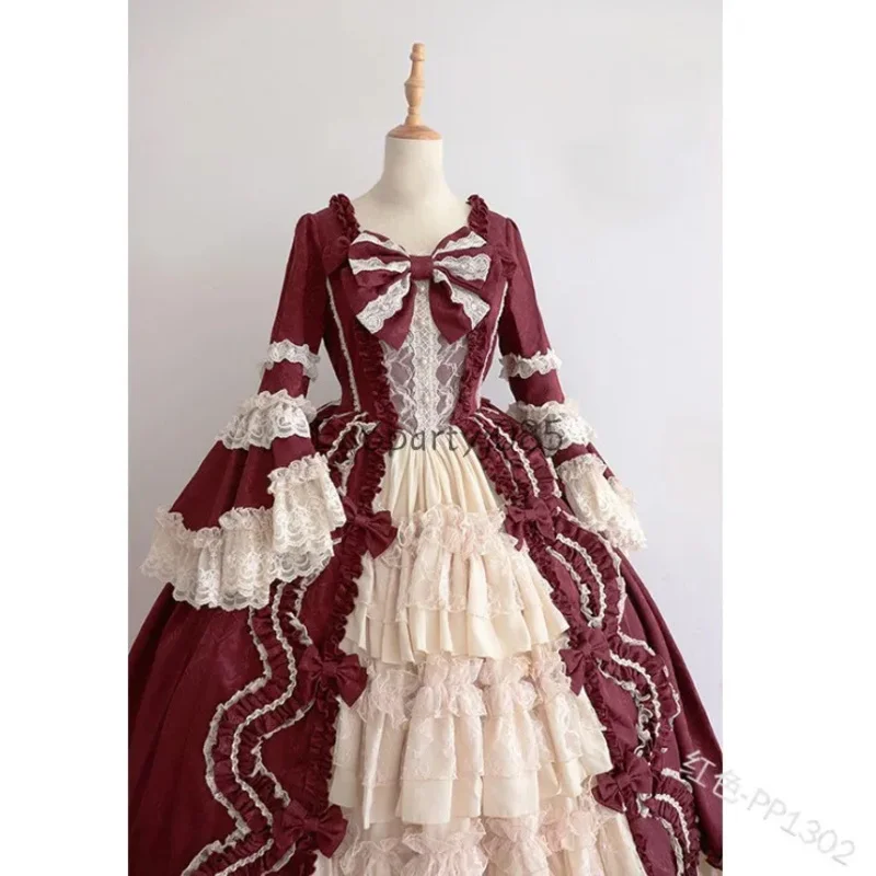 Anime Lolita Cosplay Princess Dress For Women Cute Bow Lace Chiffon Stitching Dresses Ladies All-match Large Swing Skirts 2024