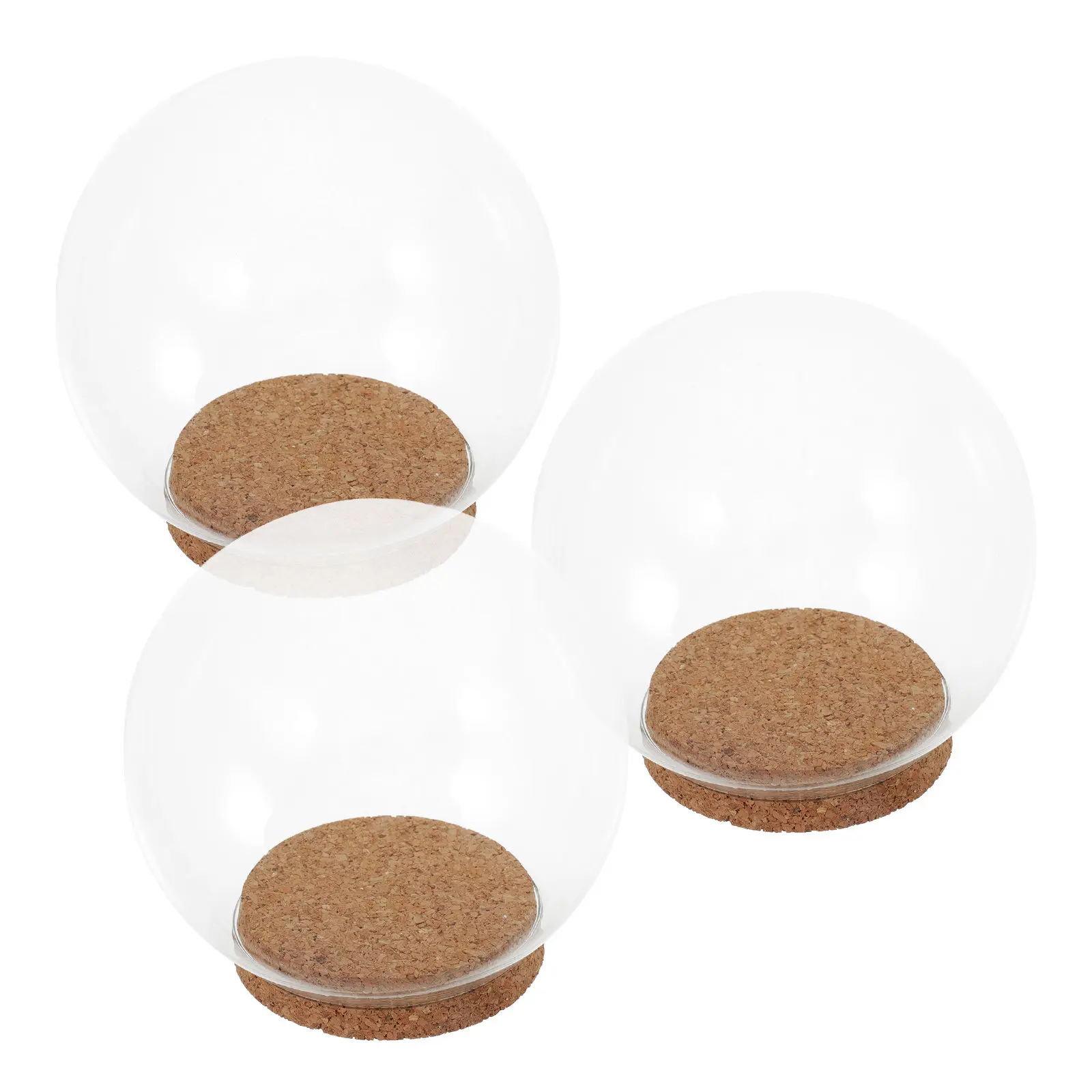 3Pcs Fine Workmanship Glass Dome Decor for Dried Flowers Immortal Floral Arrangements Home Adornment Tabletop Glass Cover