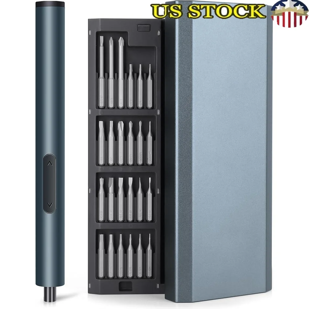 

Набор мини-электрических отверток, перезаряжаемый прецизионный крутящий момент 0,2 Нм с 24 битами S2, аккумулятор 350 мАч, ремонт электроники