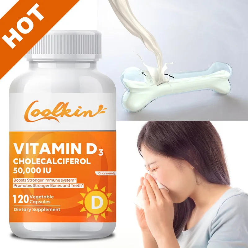 Vitamin D3 Capsules 50,000 IU - Immune Support, Promotes Healthy Muscle and Bone Health