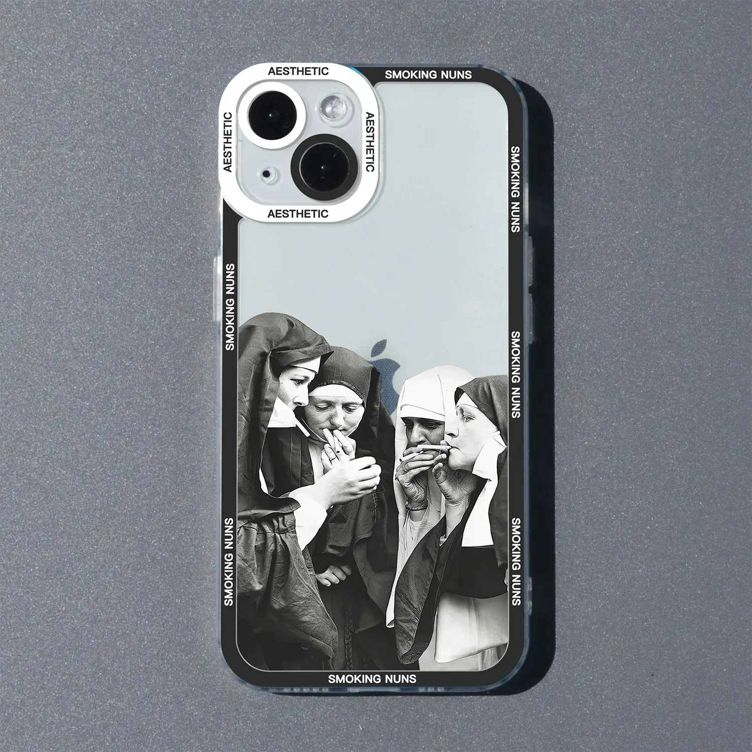 Smoking Nuns Art Aesthetic Phone Case For iPhone 16 15 14 13 12 11 Pro Max Mini XS X XR SE 7 8 Plus Soft Cover