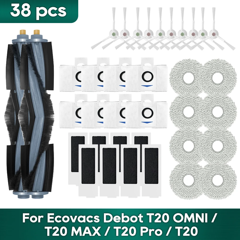 

Compatible For Ecovacs Debot T20 OMNI / T20 MAX / T20 Pro / T20 Main Side Brush Hepa Filter Mop Cloths Wipe Bags Accessories