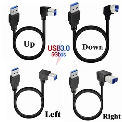 USB 3.0 A Male to B Male 90 Degree Right Angle AM/BM Cable for Printer Monitor Docking Station External Hard Drivers Scanner