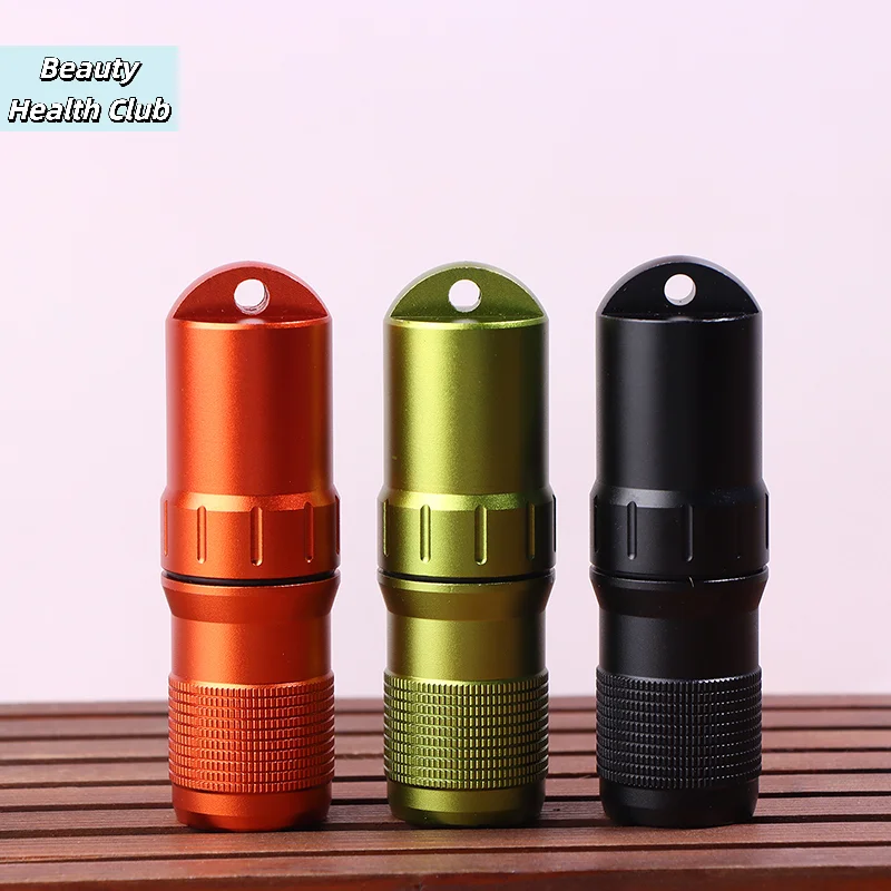 【Portable Pill Case Waterproof EDC Container Capsule Airtight Aluminum Alloy Pill Bottle Keychain Travel Pill Holder Organizer】