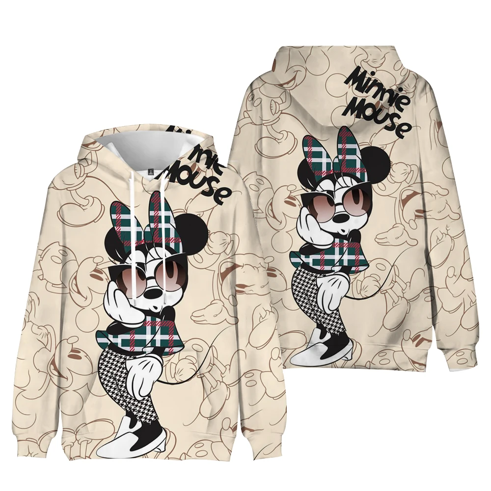 Autumn Mickey Mouse Print Hoodies Women Streetwear Polyester Long Sleeve Female Sweatshirt Loose Ladies Clothes