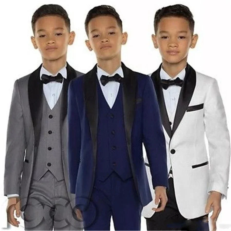 

White Boy Suit Set Kids Boy Suit For Weddings Prom Suit Children Formal Dress For Boys Kids Tuxedo (Jacket+Pants+Vest)