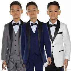 White Boy Suit Set Kids Boy Suit For Weddings Prom Suit Children Formal Dress For Boys Kids Tuxedo (Jacket+Pants+Vest)