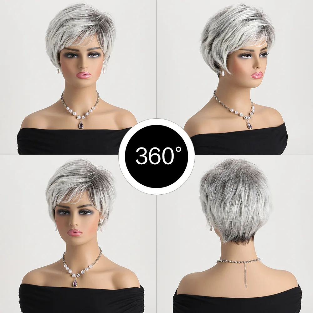 European and American synthetic wig hair cap for women, European and American best-selling short straight hair